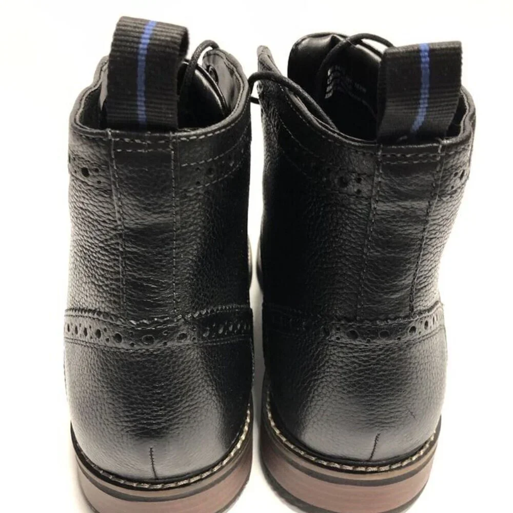 Nunn Bush Men’s Odell Wingtip, Black Leather Boots, Size 10 XW